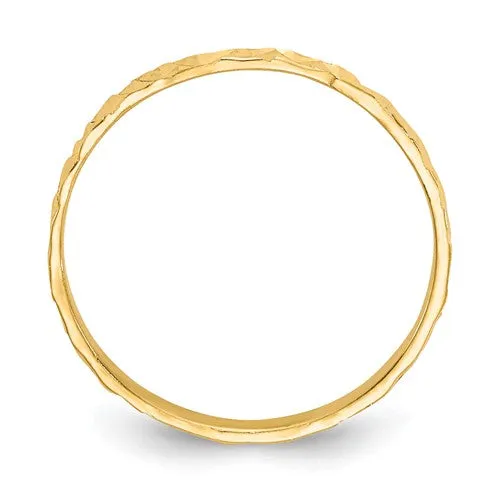 14K Yellow Gold Diamond Cut Childs Band Ring