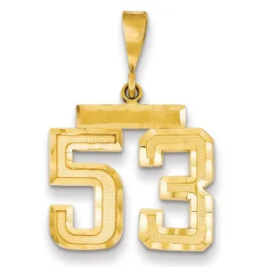 14K Yellow Gold Polished Diamond Cut Finish Medium Size Number 53 Charm Pendant