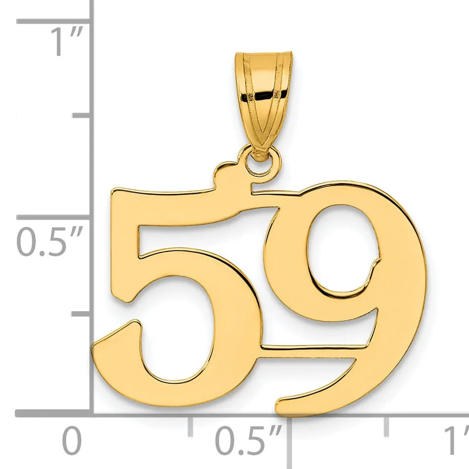 14k Yellow Gold Polished Finish Number 59 Charm Pendant