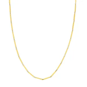 14K Yellow Gold Rectangle Bar Station Chain