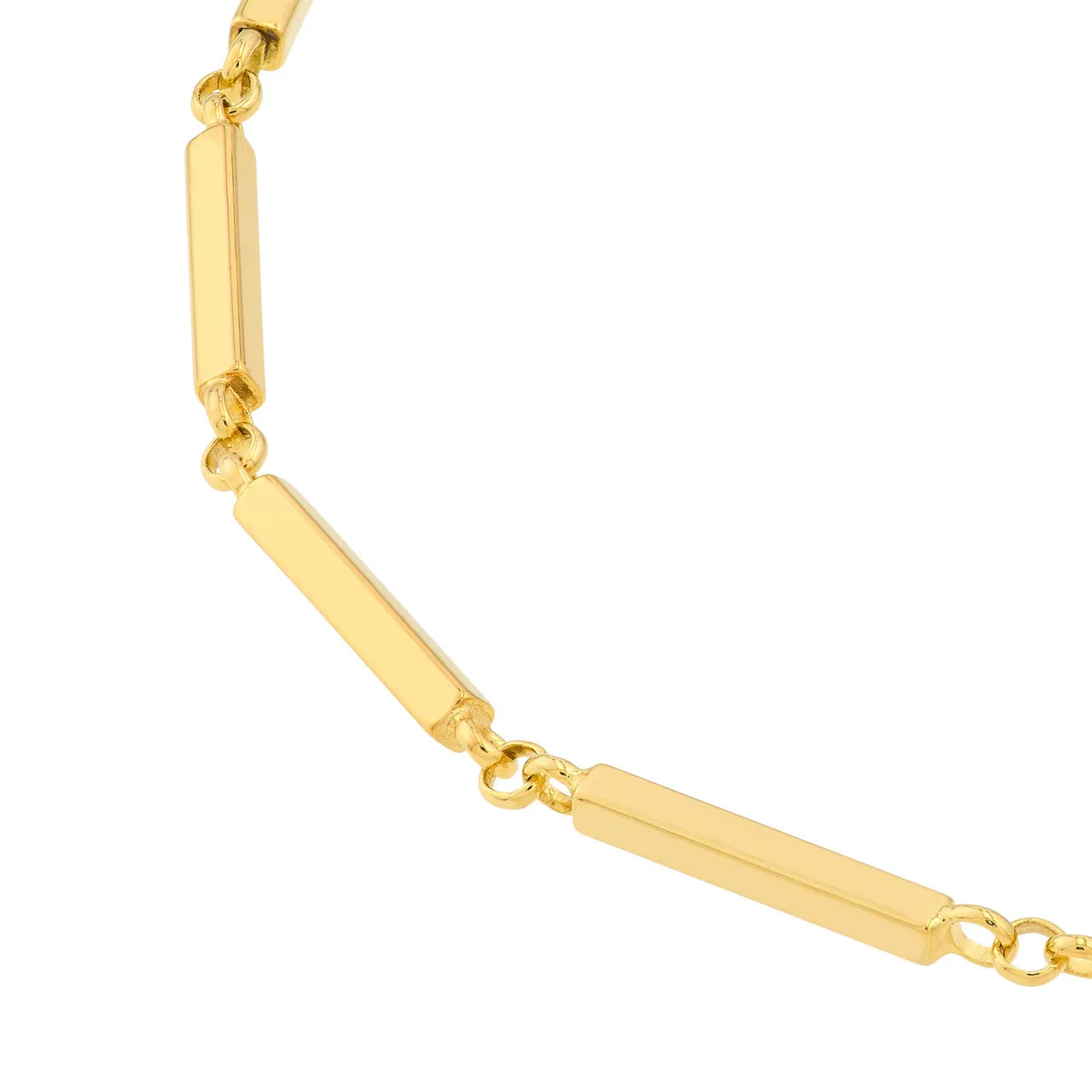 14K Yellow Gold Rectangle Bar Station Chain
