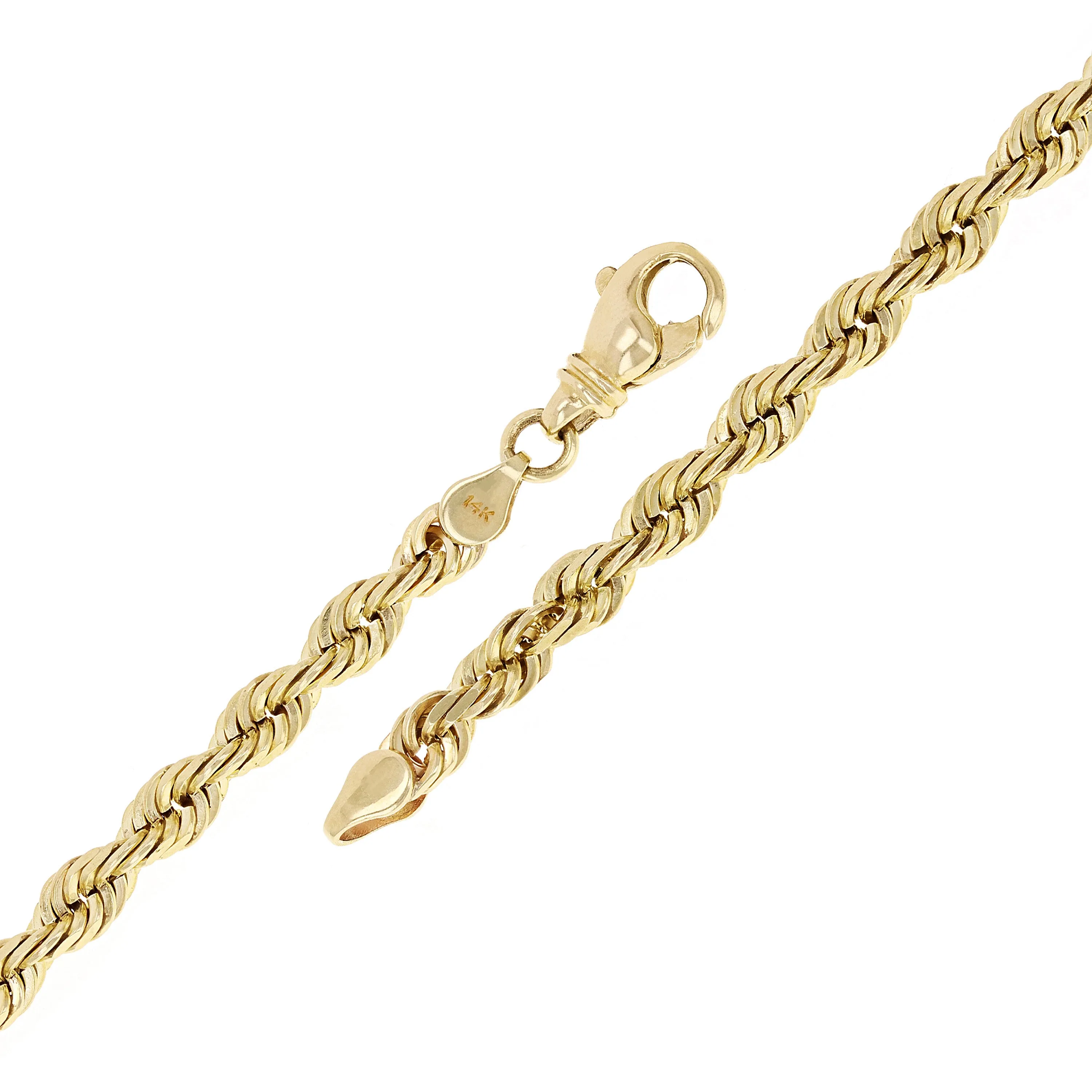14k Yellow Gold Solid Diamond Cut Rope Chain Bracelet 7" 6mm - 18.5 grams