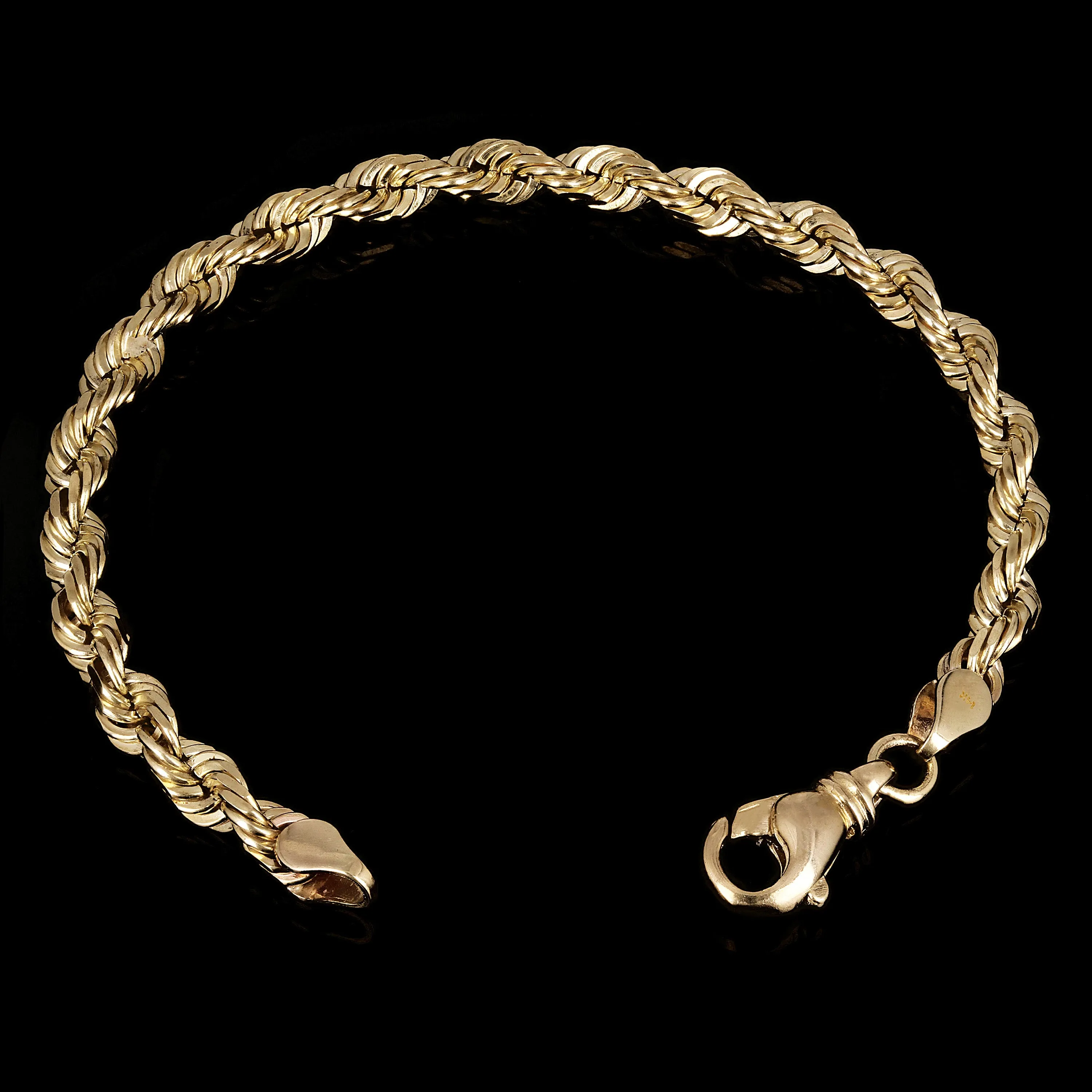 14k Yellow Gold Solid Diamond Cut Rope Chain Bracelet 7" 6mm - 18.5 grams