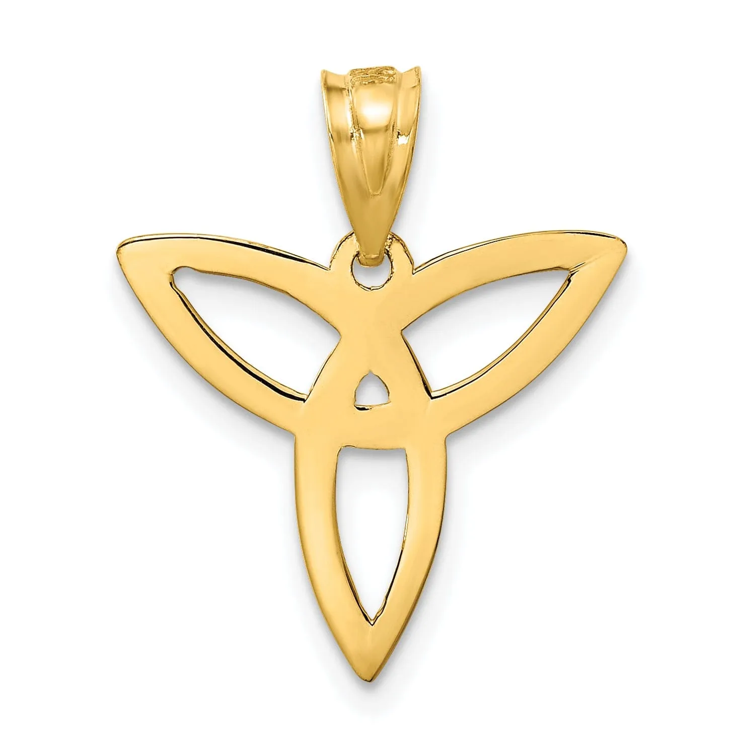14k Yellow Gold Solid Polished Finish Flat Back Trinity Design Charm Pendant
