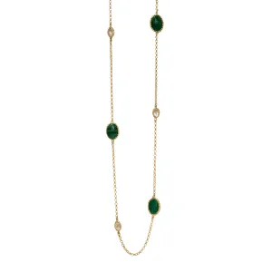 14k Yellow Gold Topaz and Malachite Slice Necklace