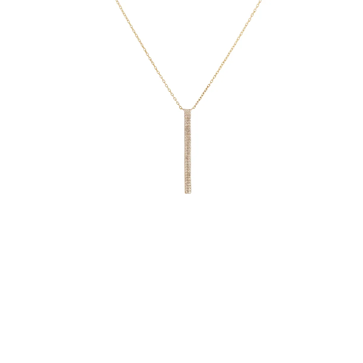 14k Yellow Gold Vertical Diamond Bar Necklace
