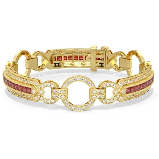 14k Yellow Gold Vintage Style Ruby Diamond Bracelet (5.47.cts.tw)