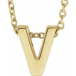 14K Yellow Initial V Slide Pendant 16-18" Necklace