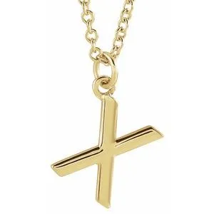 14K Yellow Initial X Dangle 16" Necklace