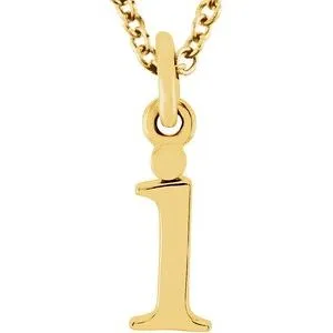 14K Yellow Lowercase Initial i 16" Necklace