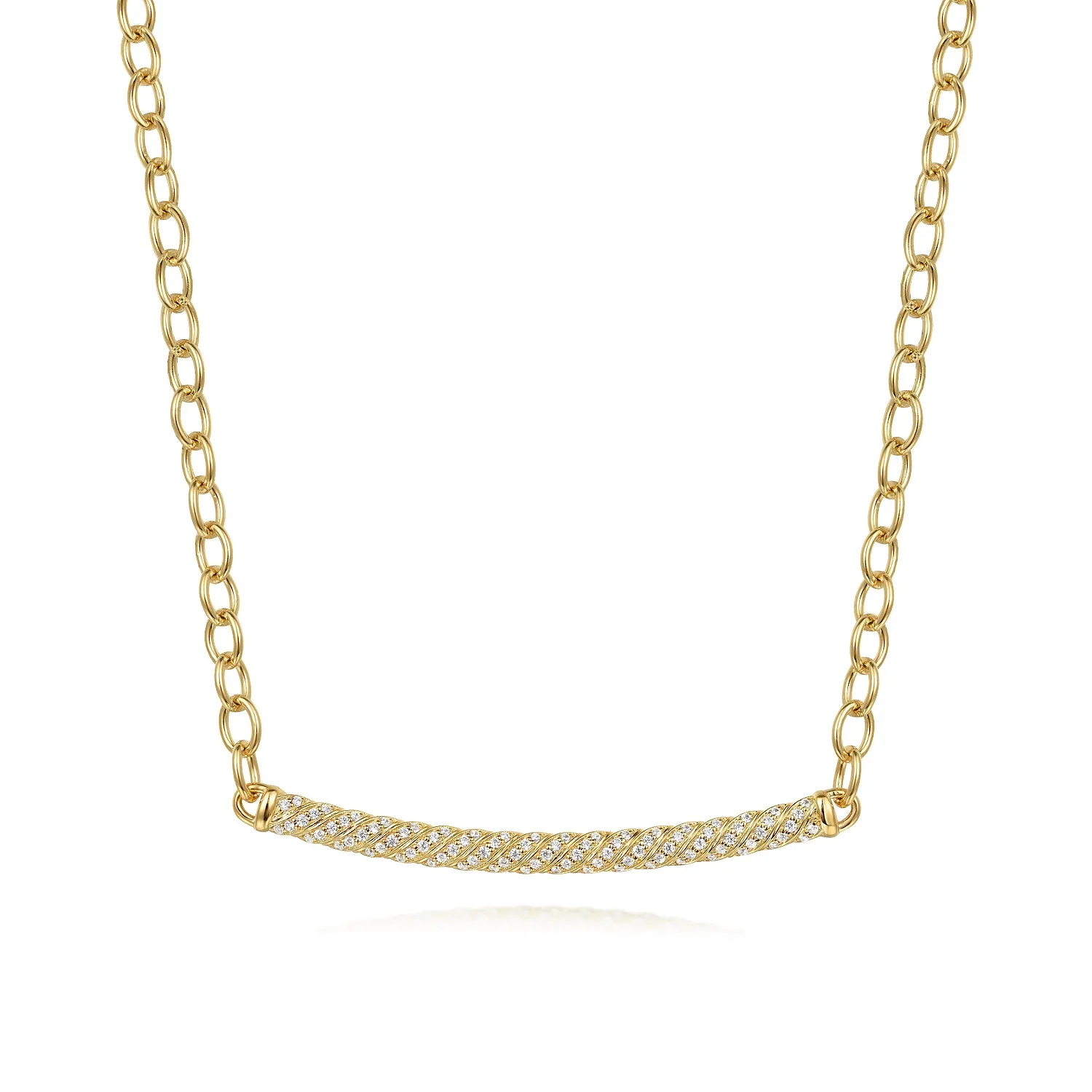 14K Yellow Natural Diamond 17 inch Necklace