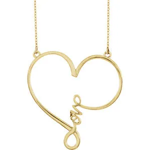 14K Yellow "Love" Heart Infinity-Inspired 18" Necklace