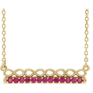 14K Yellow Ruby Infinity-Inspired Bar 16" Necklace