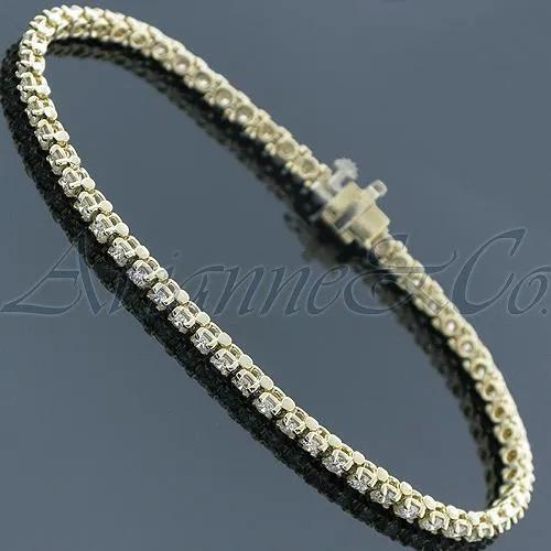 14K Yellow Solid Gold Womens Diamond Tennis Bracelet 3.00 Ctw