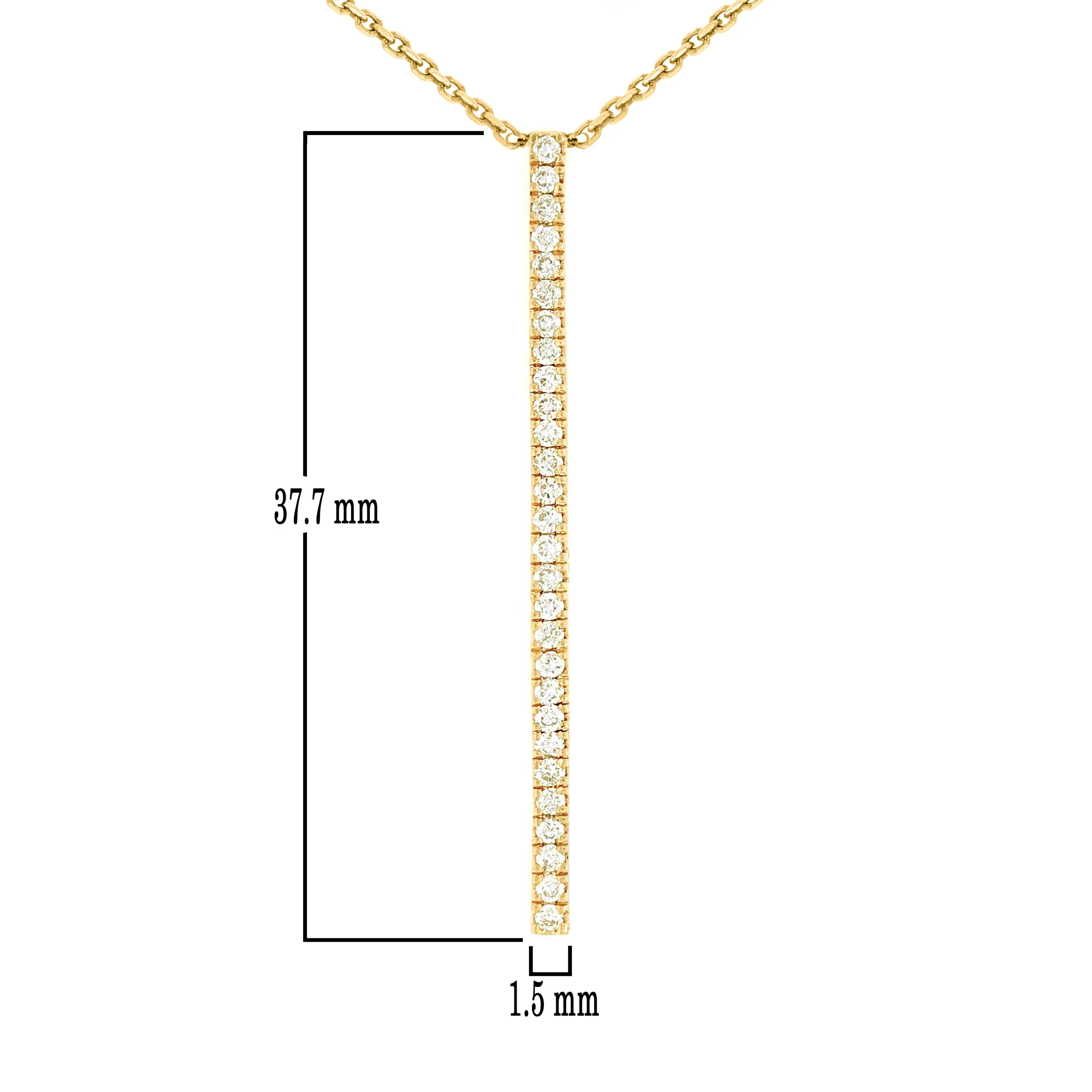 14k Yellow, White or Rose Gold Diamond-Accented Vertical Bar Necklace, 18"