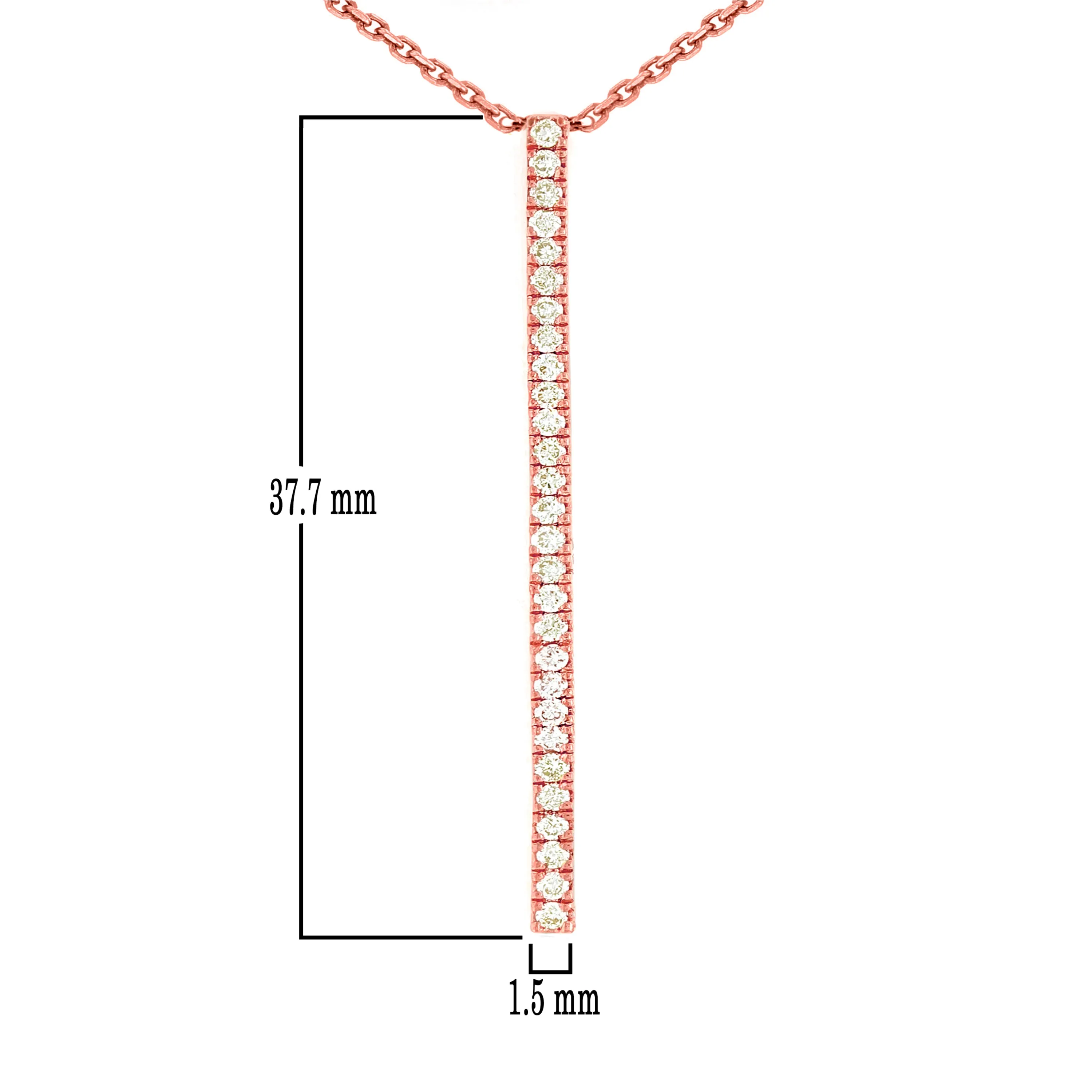 14k Yellow, White or Rose Gold Diamond-Accented Vertical Bar Necklace, 18"