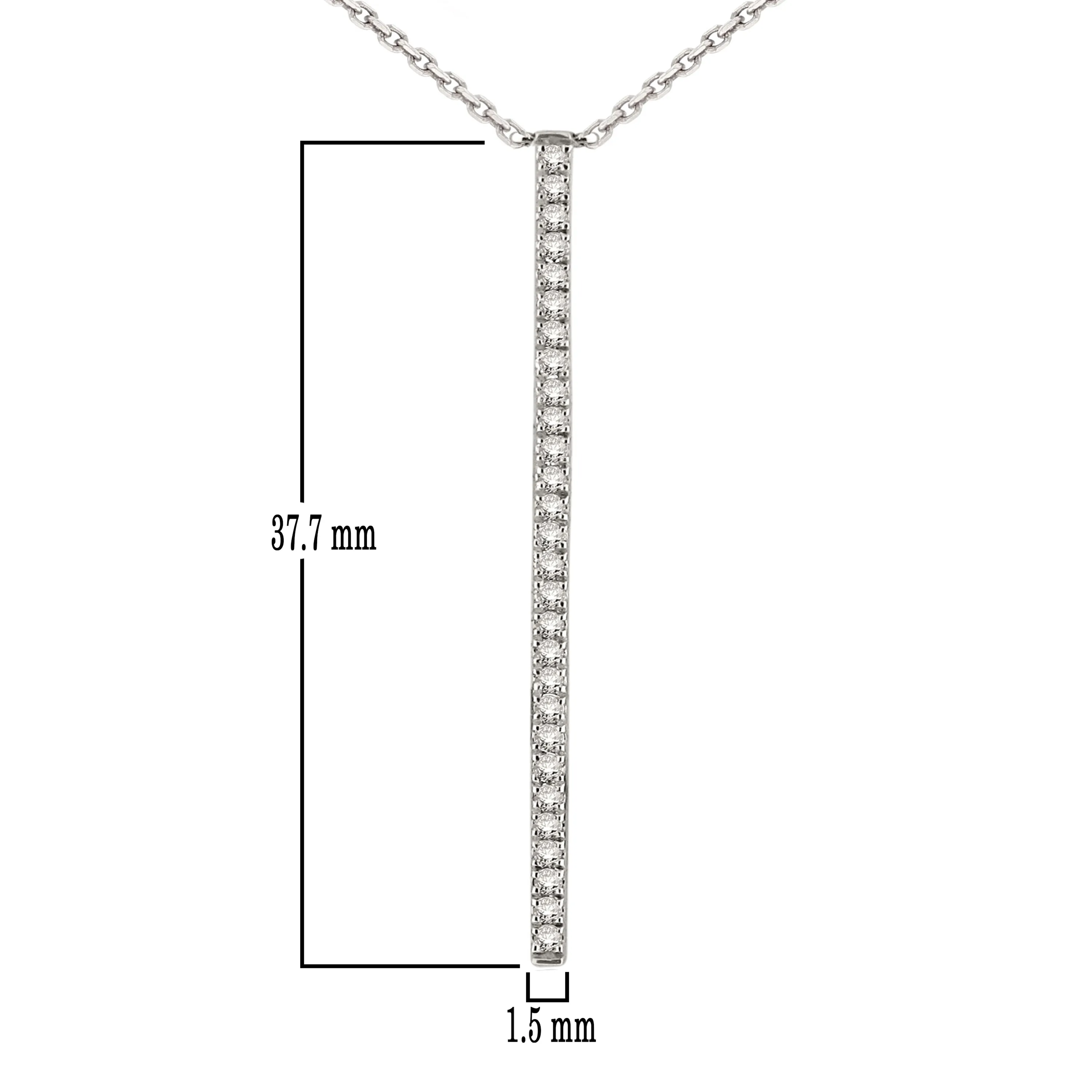 14k Yellow, White or Rose Gold Diamond-Accented Vertical Bar Necklace, 18"