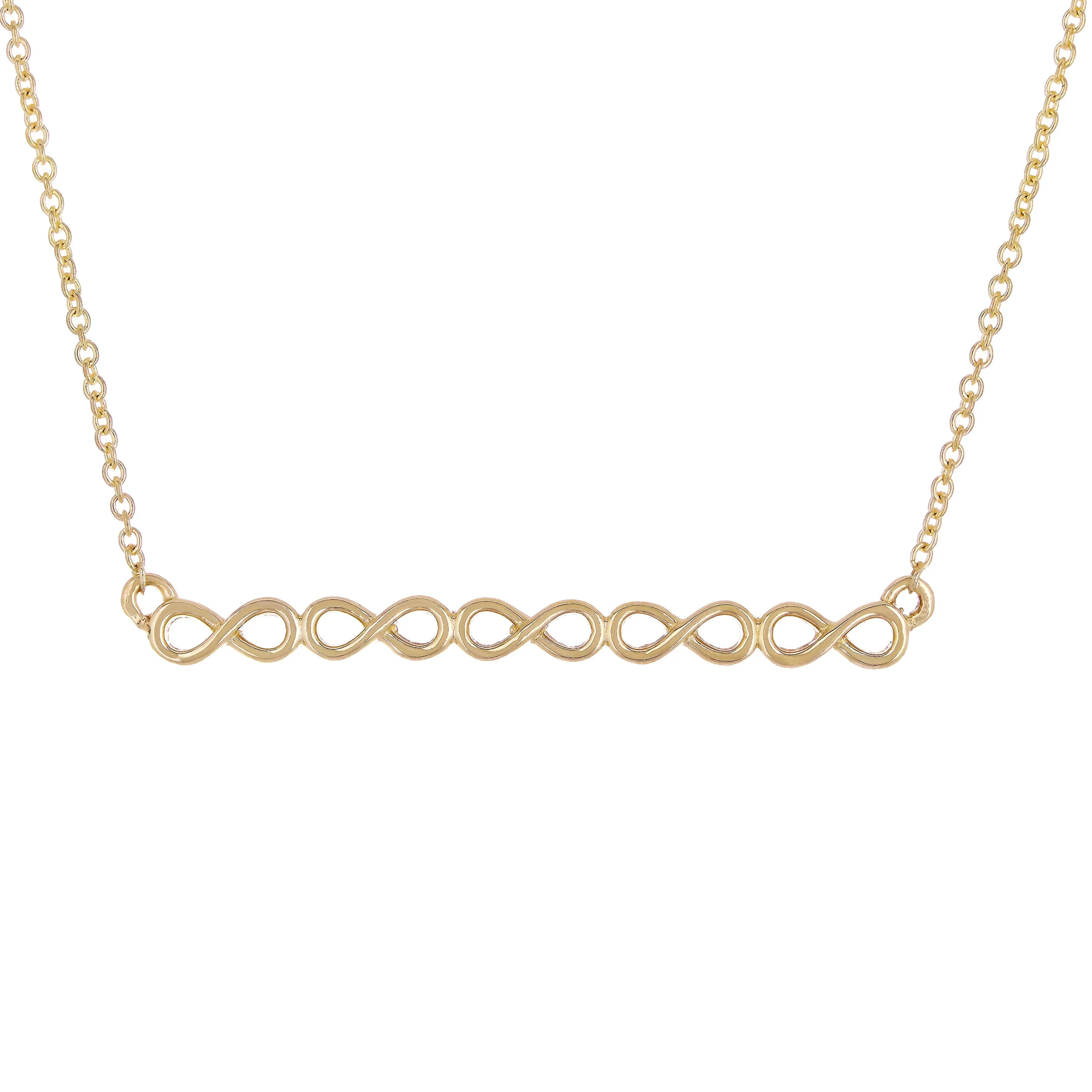14k Yellow White or Rose Gold Infinity Symbol Bar Necklace 20"