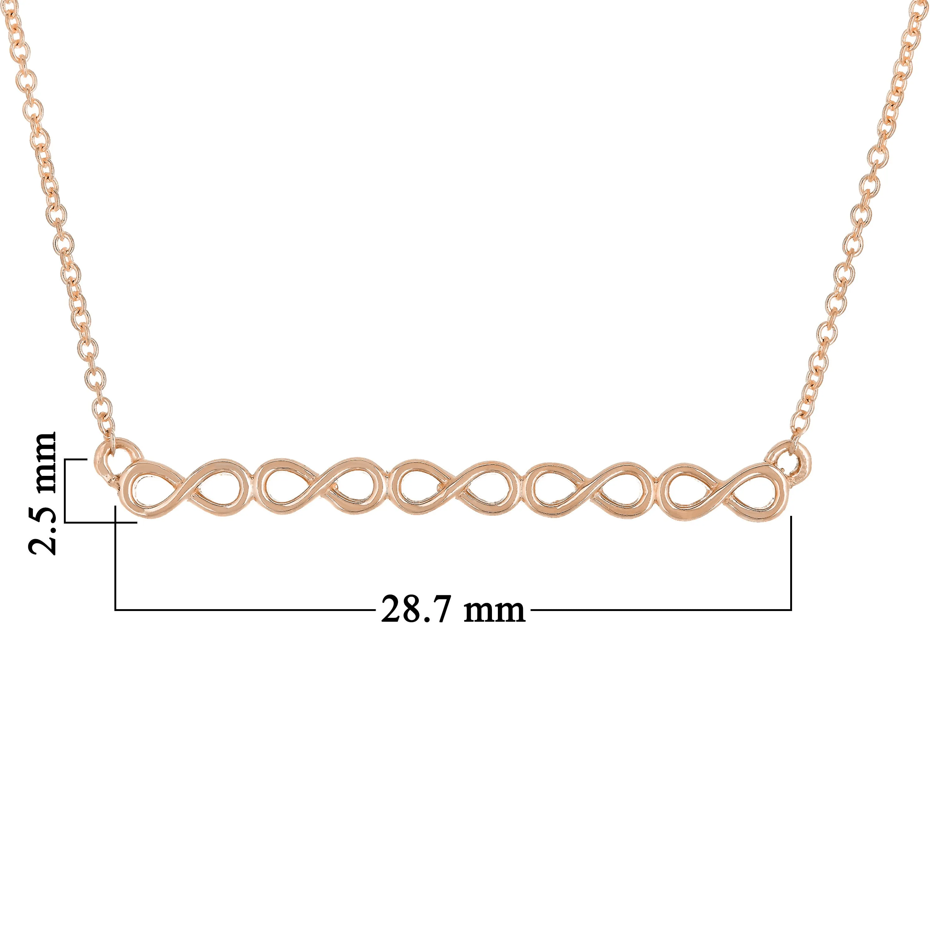 14k Yellow White or Rose Gold Infinity Symbol Bar Necklace 20"