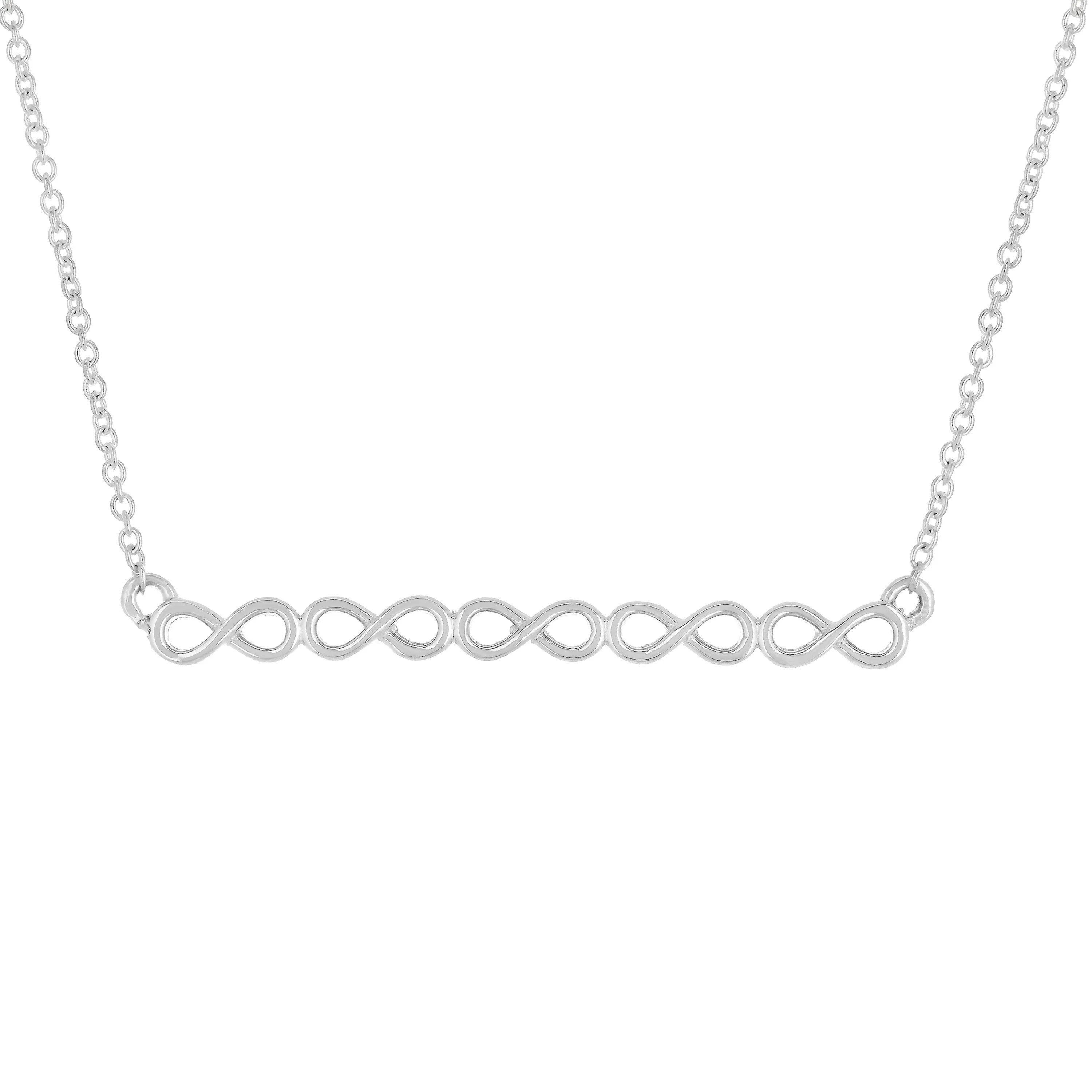 14k Yellow White or Rose Gold Infinity Symbol Bar Necklace 20"