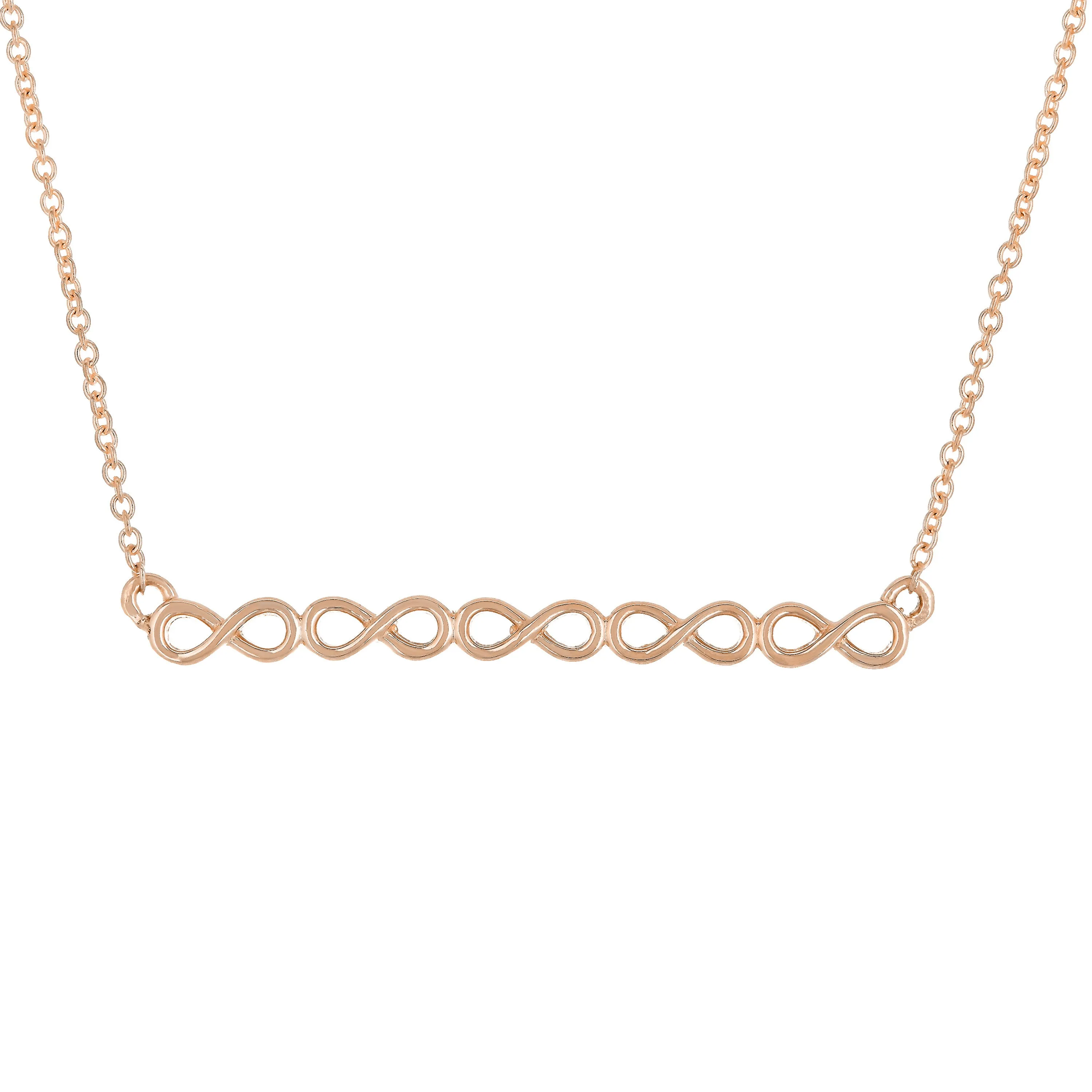 14k Yellow White or Rose Gold Infinity Symbol Bar Necklace 20"