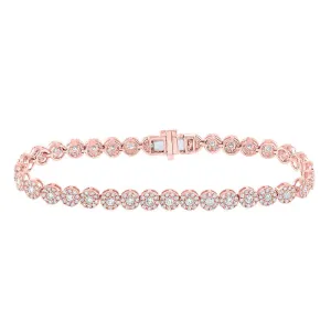 14kt Rose Gold Womens Round Diamond Tennis Bracelet 3-1/3 Cttw