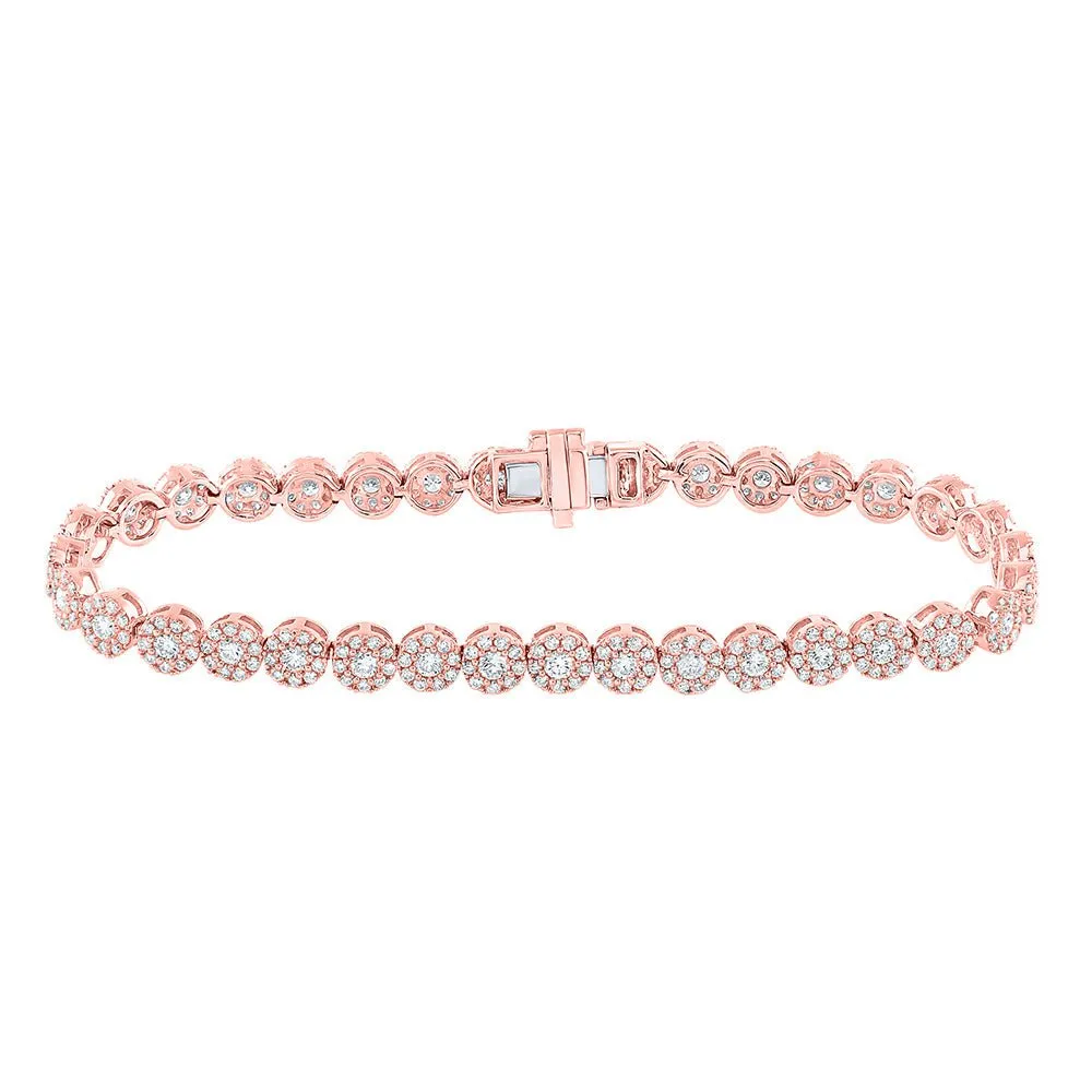 14kt Rose Gold Womens Round Diamond Tennis Bracelet 3-1/3 Cttw