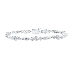 14kt White Gold Womens Round Diamond Fashion Bracelet 2 Cttw