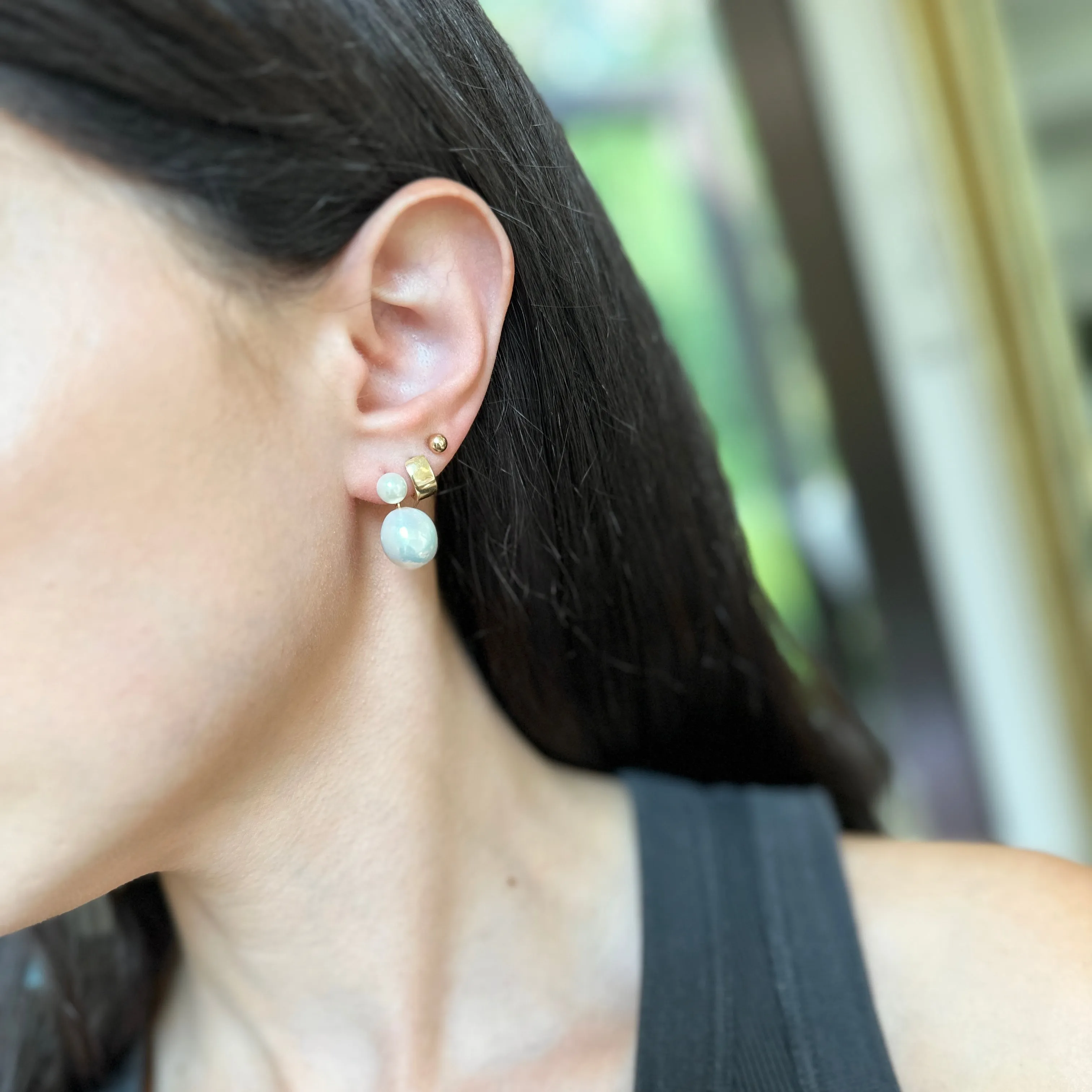 14KT Yellow Gold Double Baroque Pearl Dangle Earrings
