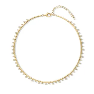 14KY Omega Bar Bezel Diamond Necklace
