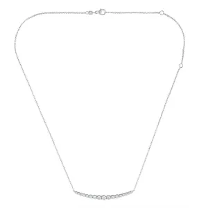 1.50 Cttw Diamond Cluster Bar Necklace for Women in 14k White Gold