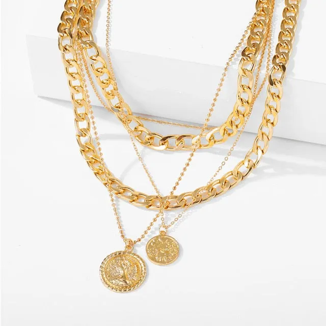 17KM Gothtic Gold Lock Chunky Chain Necklace For Women Men Big Chain Unlockable Lock Key Pendant Necklaces Exaggerated Jewelry