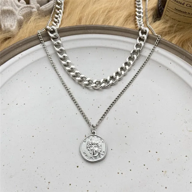 17KM Gothtic Gold Lock Chunky Chain Necklace For Women Men Big Chain Unlockable Lock Key Pendant Necklaces Exaggerated Jewelry