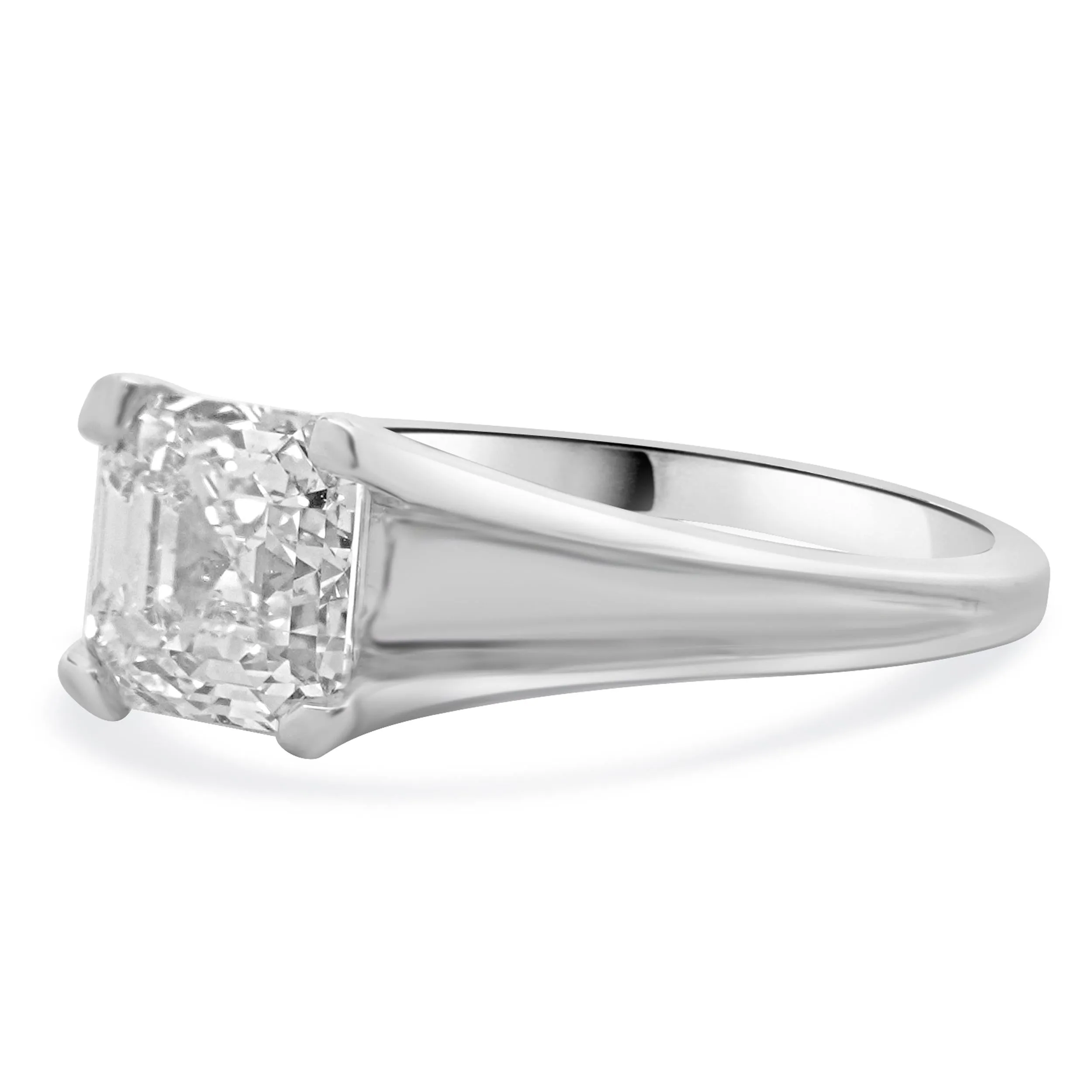 18 Karat White Gold Asscher Cut Diamond Engagement Ring
