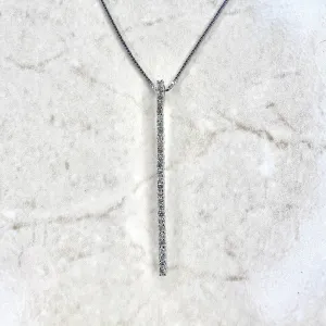 18 Karat White Gold Diamond Bar Lariat Necklace