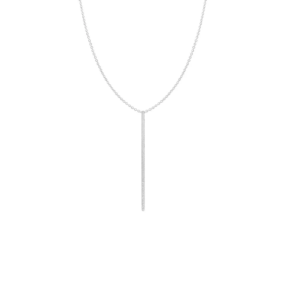 18 Karat White Gold Dunes Bar Necklace