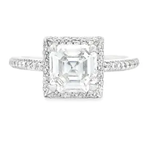 1.82ct Asscher Cut Diamond Platinum Engagement Ring