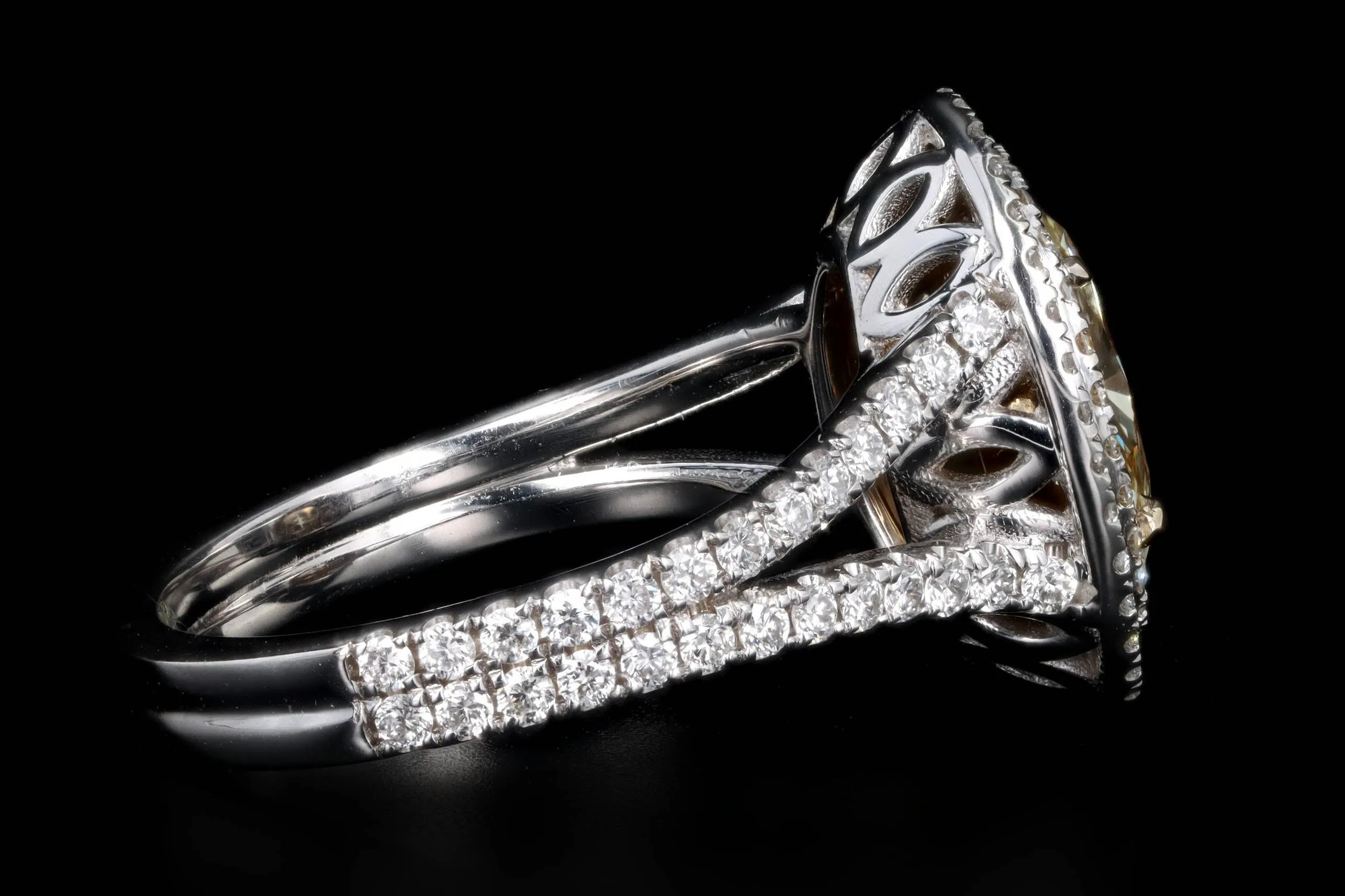 18K Gold 2 Carat Yellow Oval Diamond Halo Engagement Ring