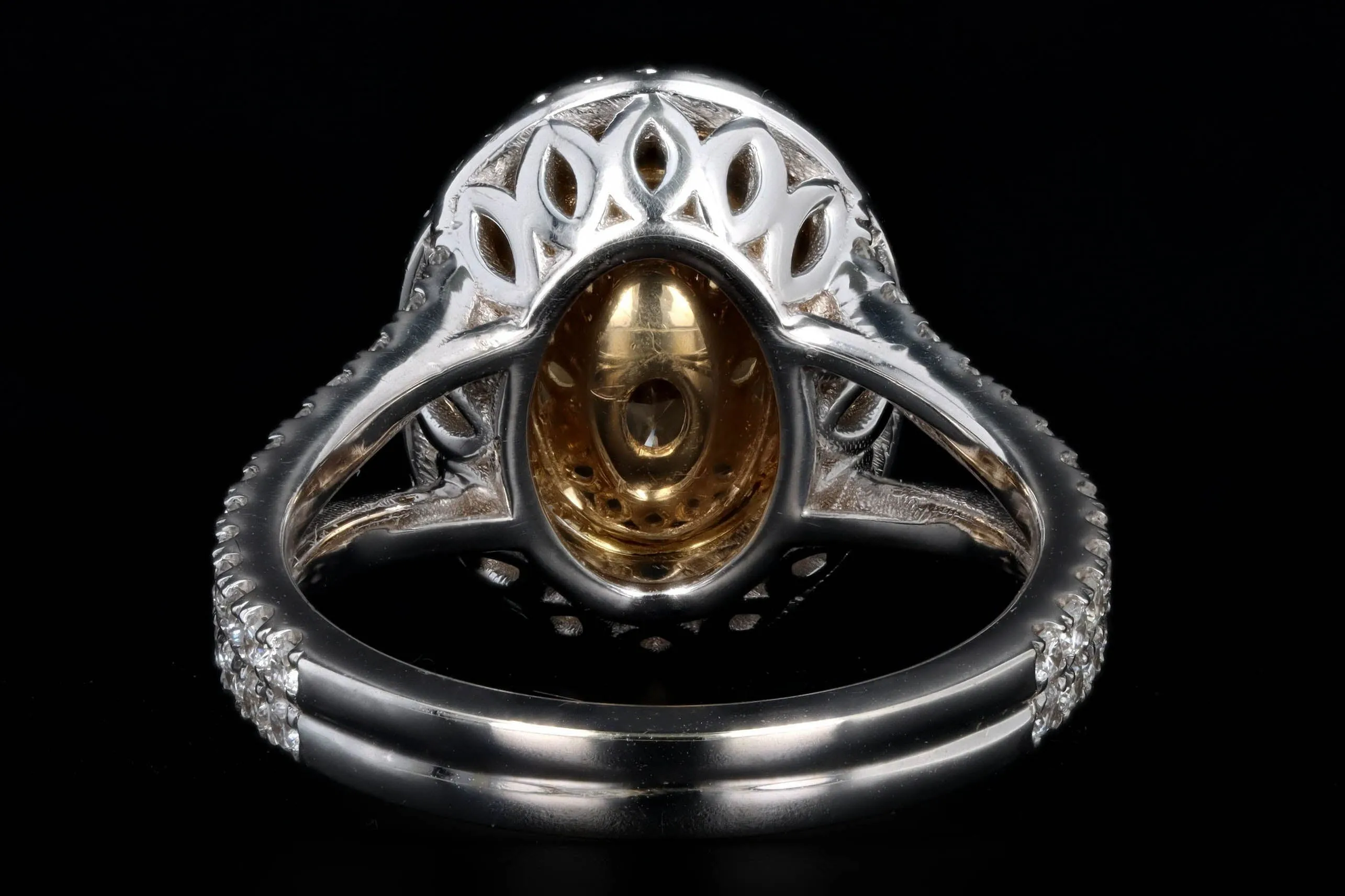 18K Gold 2 Carat Yellow Oval Diamond Halo Engagement Ring
