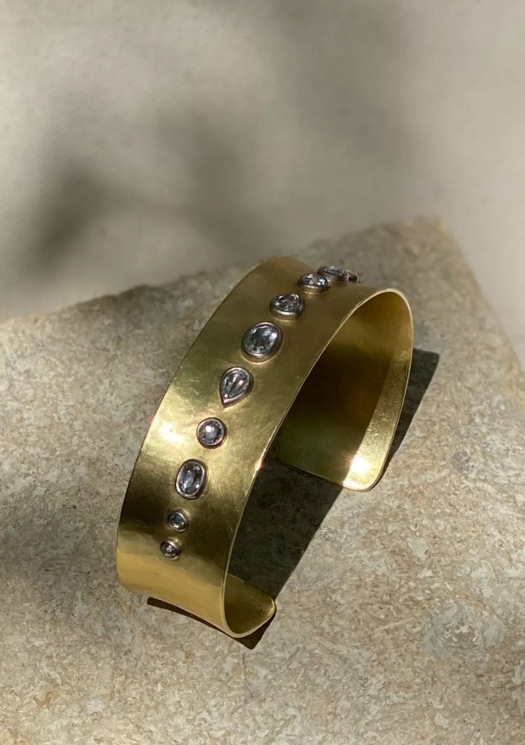 18k Gold Cuff with Rose Cut Diamonds