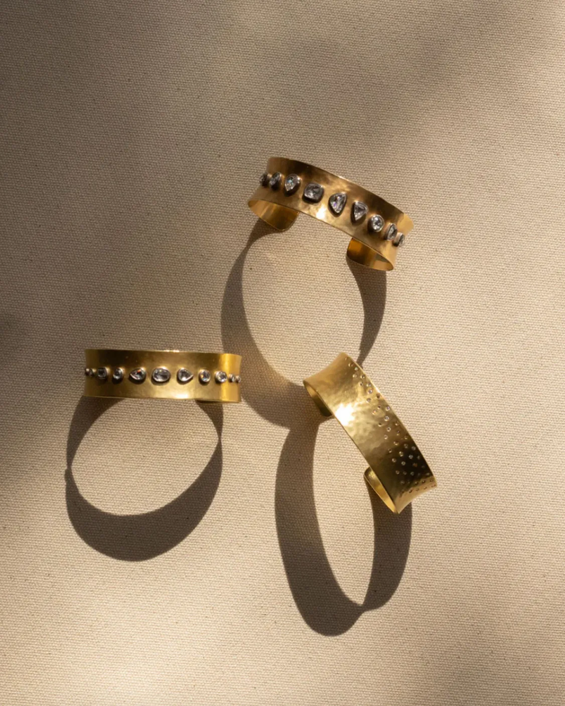 18k Gold Cuff with Rose Cut Diamonds