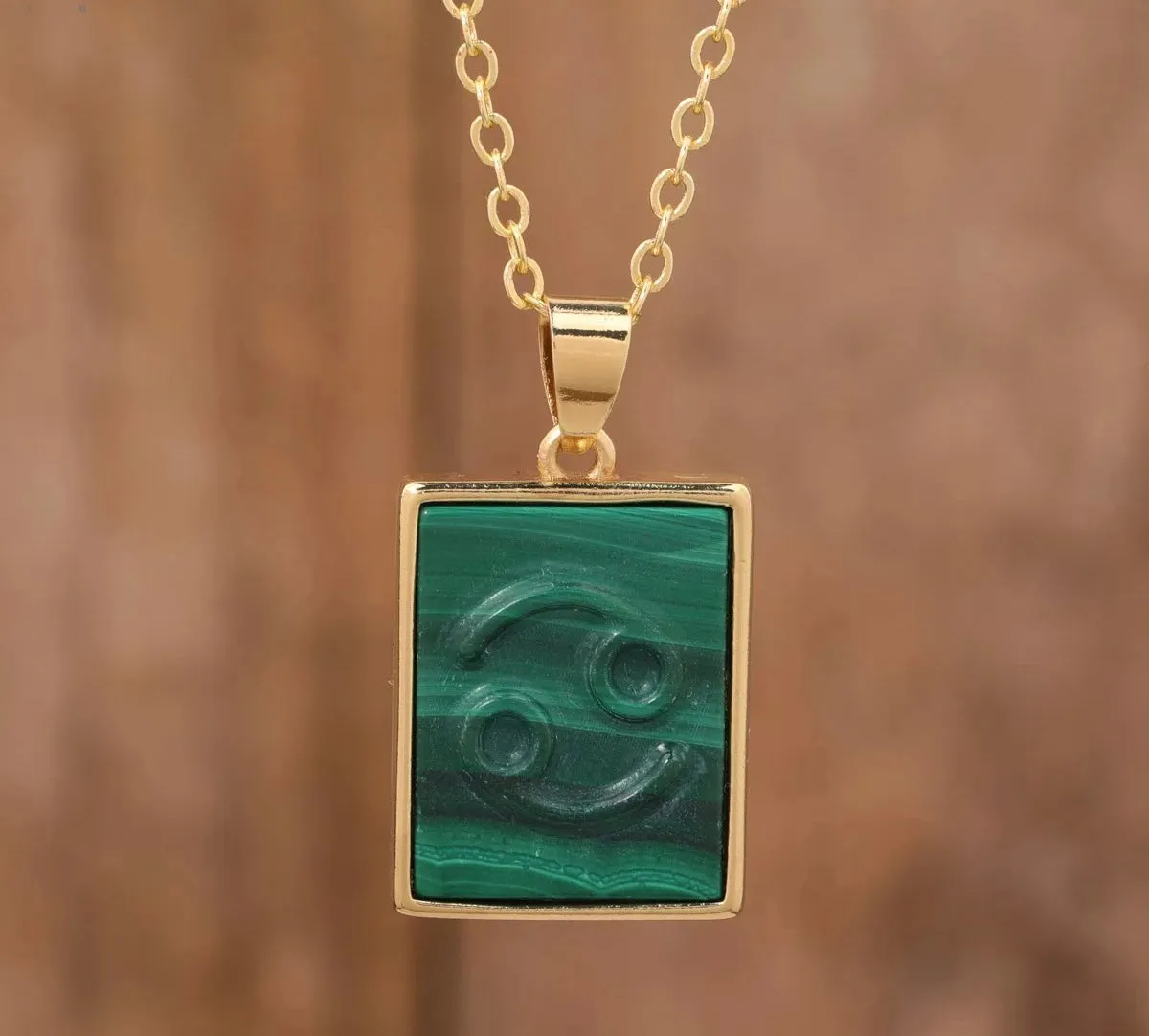 18K Gold Malachite Zodiac Necklaces