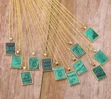 18K Gold Malachite Zodiac Necklaces