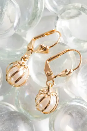 18K Gold Pearl Drop Earrings