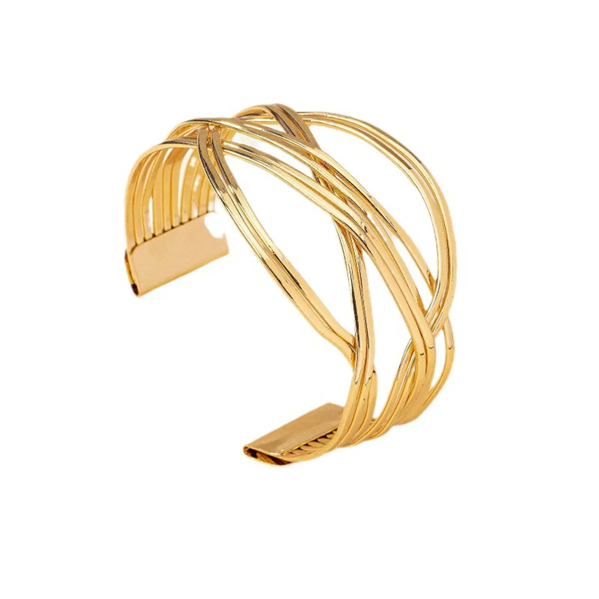 18K Gold-Plated Crossing Lines Cuff