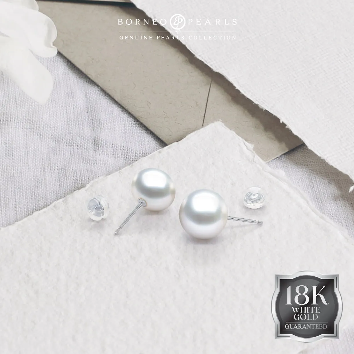 18K Gold White Southsea Studs