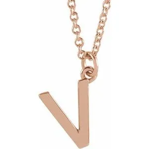 18K Rose Gold-Plated Sterling Silver Initial V  Dangle 16" Necklace