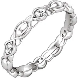 18K White 1/8 CTW Diamond Sculptural-Inspired Eternity Band Size 6