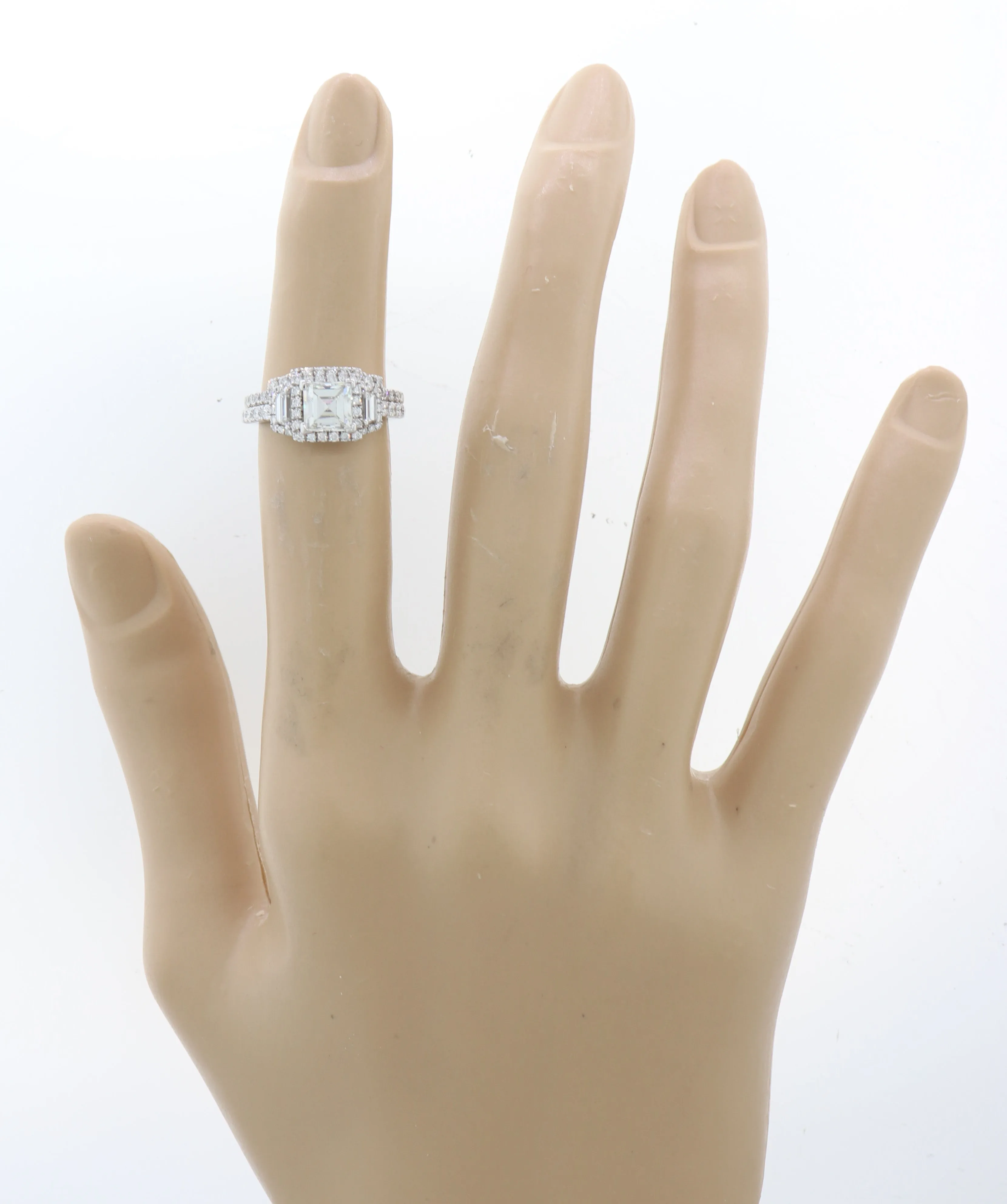 18k White Gold 1.95ctw Diamond Asscher Diamond Wedding Ring Set EGL M8 $13400
