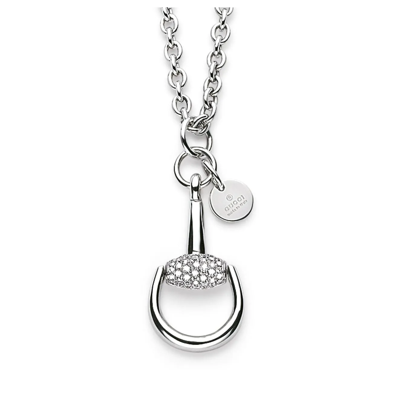 18K WHITE GOLD HORSEBIT DIAMOND PENDANT